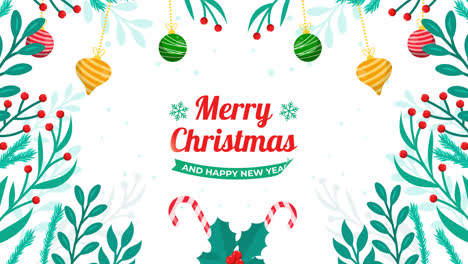 christmas background with ornaments and branches