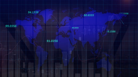 Animation-of-financial-data-processing-over-black-background