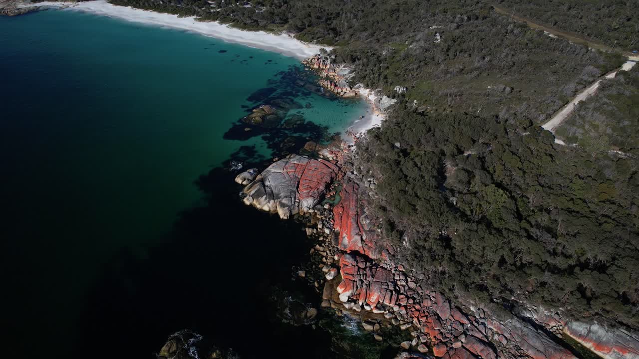 Aerial Shot Over Cosy Corner North, Binalong Bay, Tasmania, Australia