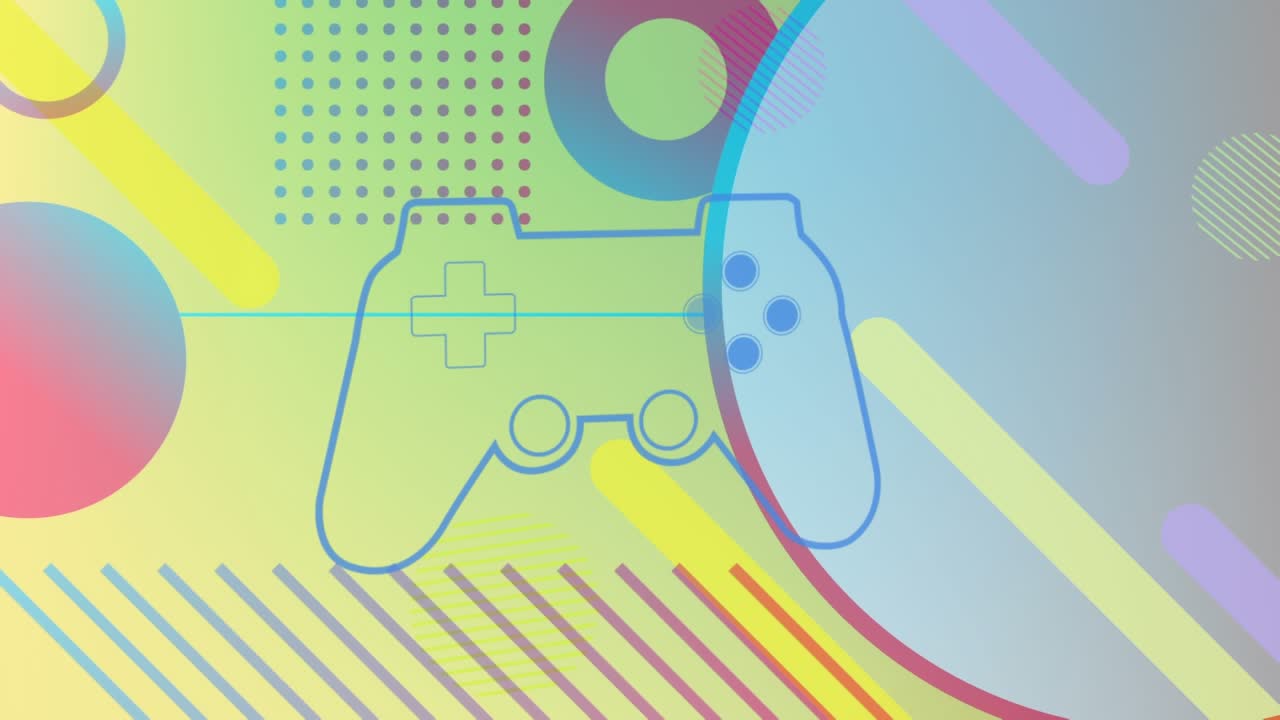 Animation af former, der bevæger sig over gamepad-ikon