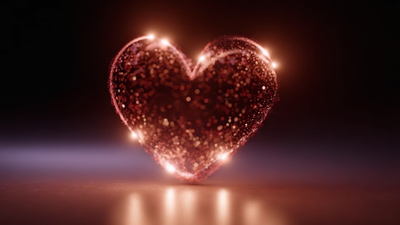 Cuore d'amore scintillante: una rappresentazione luminosa e brillante di affetto, emozione e connessione in un incantevole gioco di luci e colori