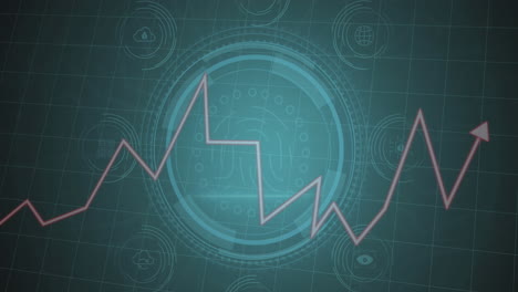 animación del procesamiento de datos a través de la red de conexiones con iconos