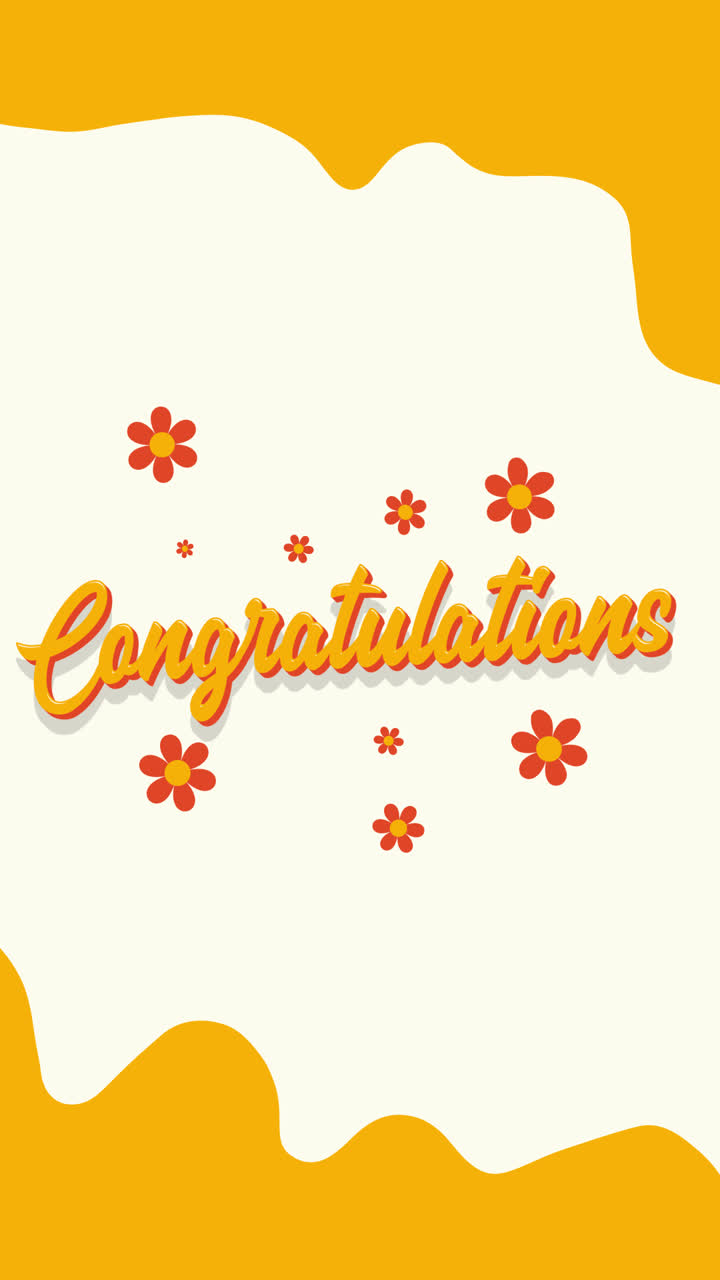Retro Congratulations Greeting Card with Flowers