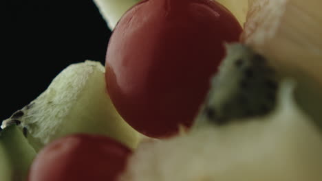 Slow-mo-of-Milk-Dripping-on-Fruits