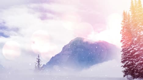 animation of glowing spots of light over winter countryside scenery