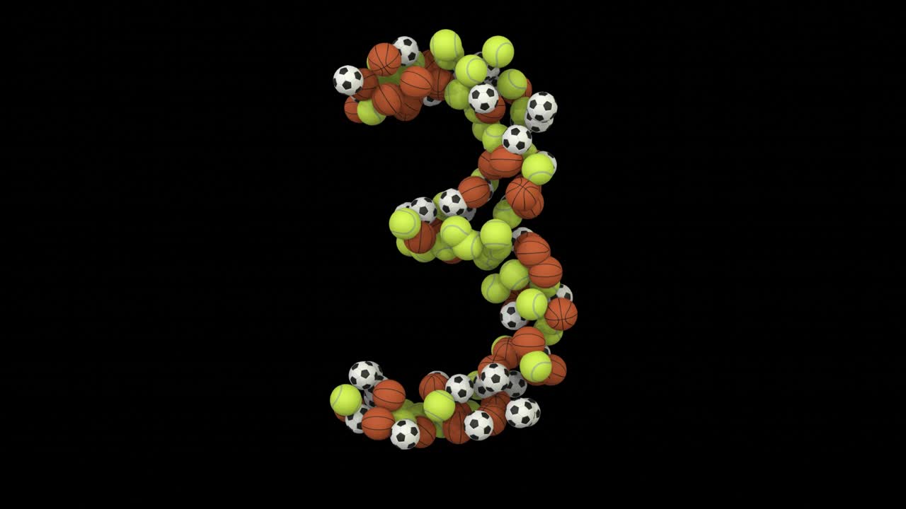 Carattere a tema palla sportiva Numero 3