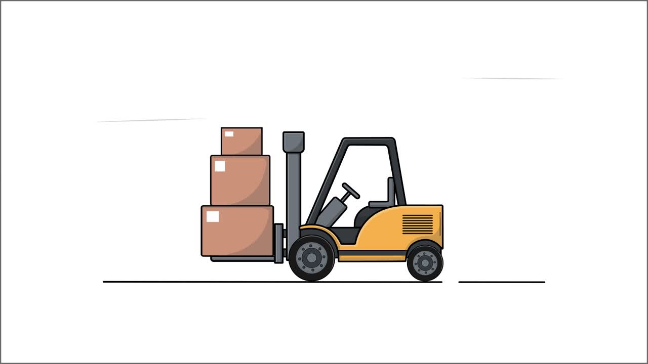 Carrello Elevatore Animato che Sposta Scatole