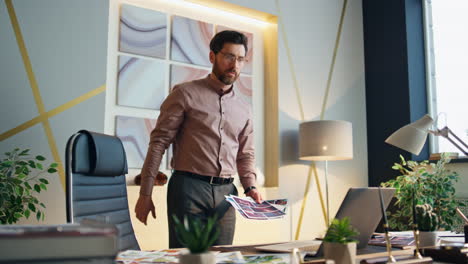 displeased manager arguing online meeting standing office. ceo yelling on webcam