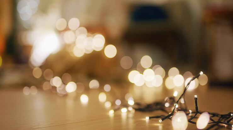 Christmas Lights Twinkling Lights Close-Up