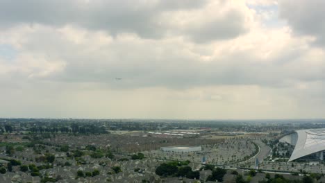 Aerial-4K-footage-of-empty-SoFi-Stadium-in-Inglewood-during-COVID-19-pandemic-in-Los-Angeles,-California,-USA