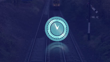 Animation-of-clock-moving-fast-over-train