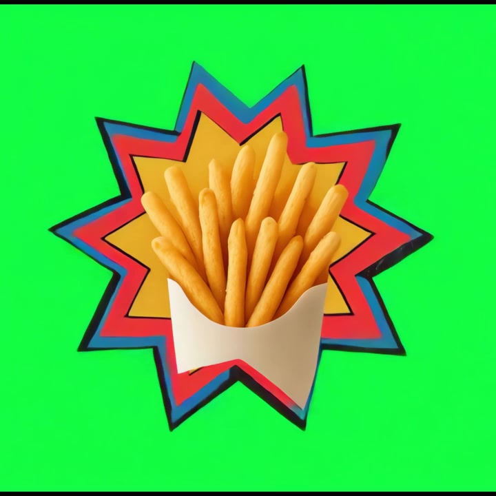 French Fries in Paper Container with Pop Art Background