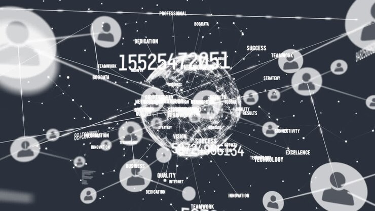 Composition of globe with network of connections on black background
