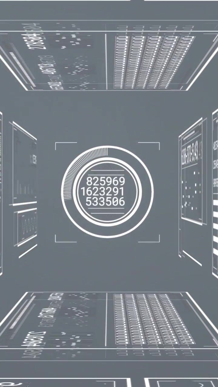 Video verticale: Bicchiere di cola scansionato da una telecamera, HUD che mostra tecnologia, una nuvola si dirada per rivelare la menta.