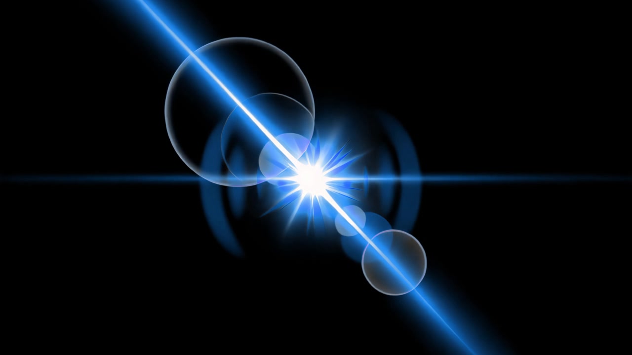 Lys blå lens flare-effekt på sort baggrund