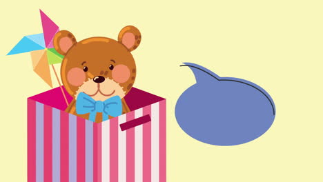 juguetes para niños en cajas animación de entretenimiento