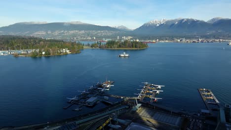 vancouver coal harbour seaplane base at coal harbour in vancouver, british columbia, canada