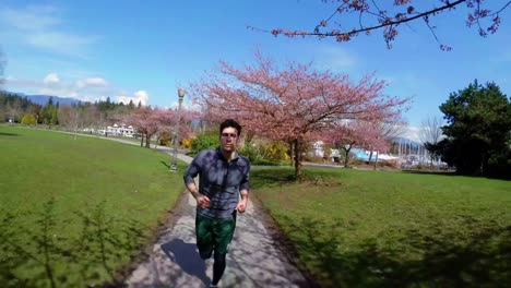 man jogging in the park 4k