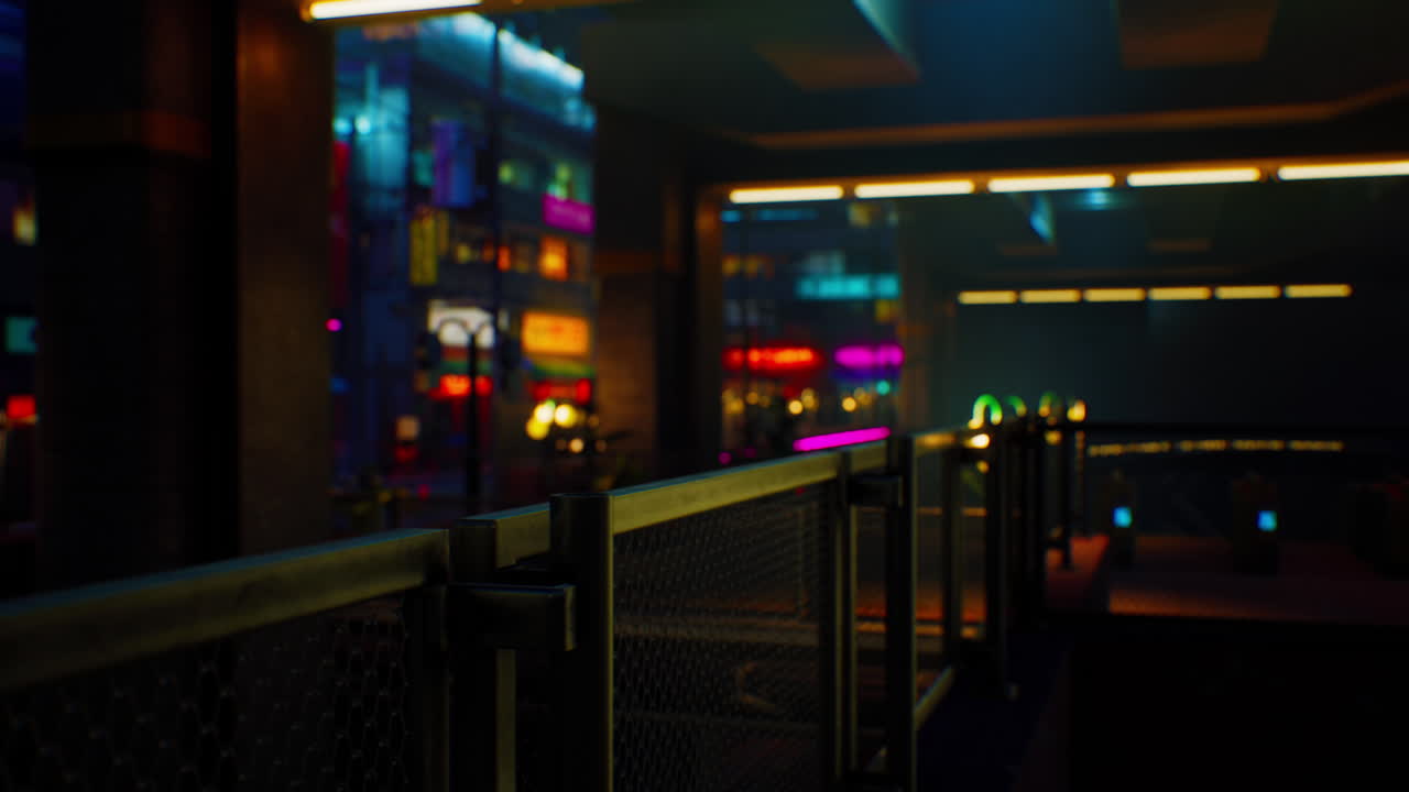 네온 조명 을 가진 일본 도시 의 야간 장면