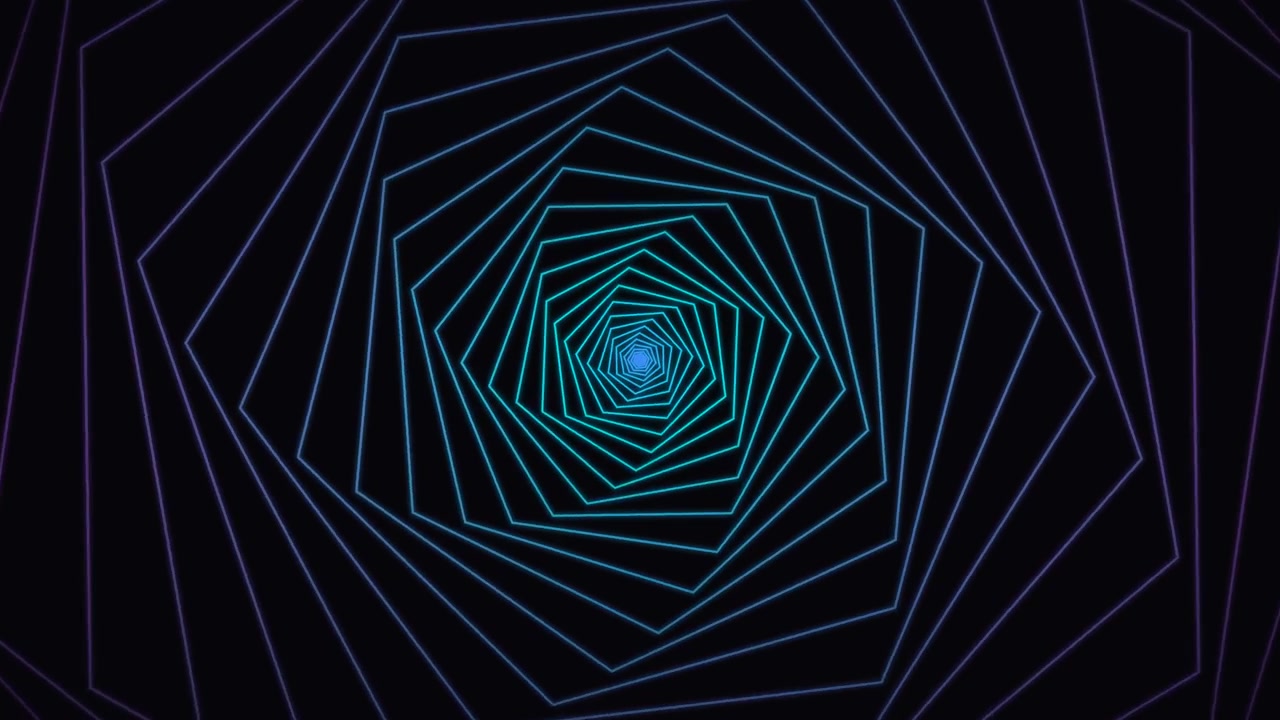 Abstract Geometric Spiral Tunnel with Glowing Neon Lines
