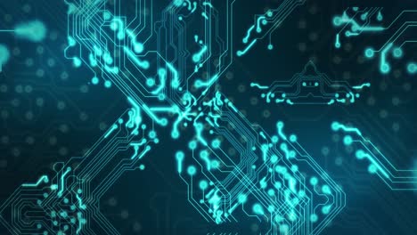 animación del circuito tecnológico sobre un fondo negro