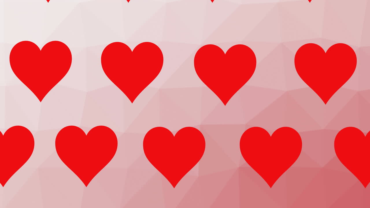 composición de filas de corazones de lectura que se mueven sobre un fondo rosado