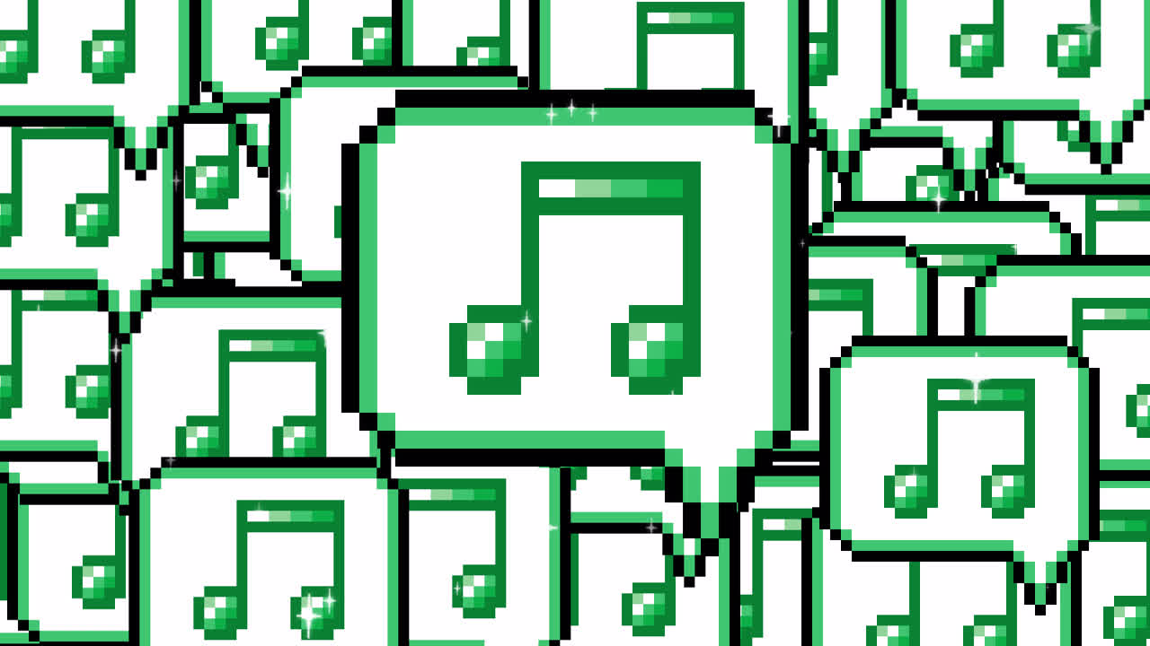 Pixel art pop up speech bubble icon eighth notes Transitions. 1080p - 30 fps - Alpha Channel (4).mov