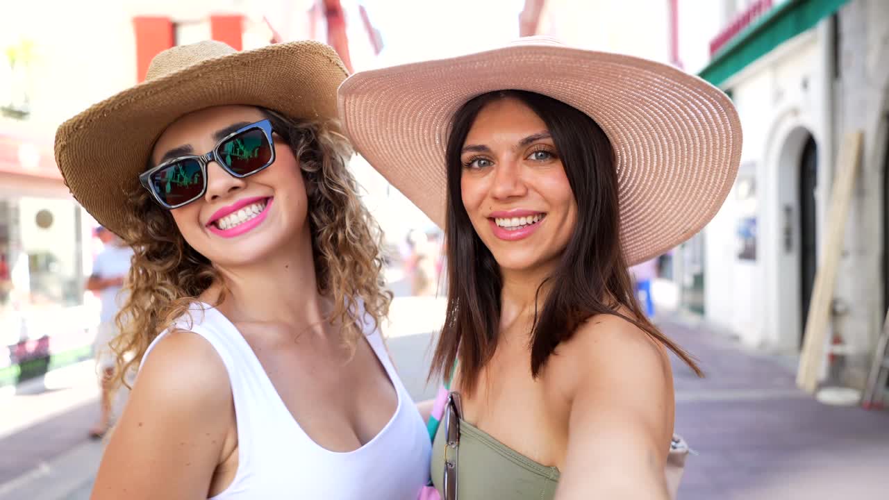 Two women enjoying summer day in the city