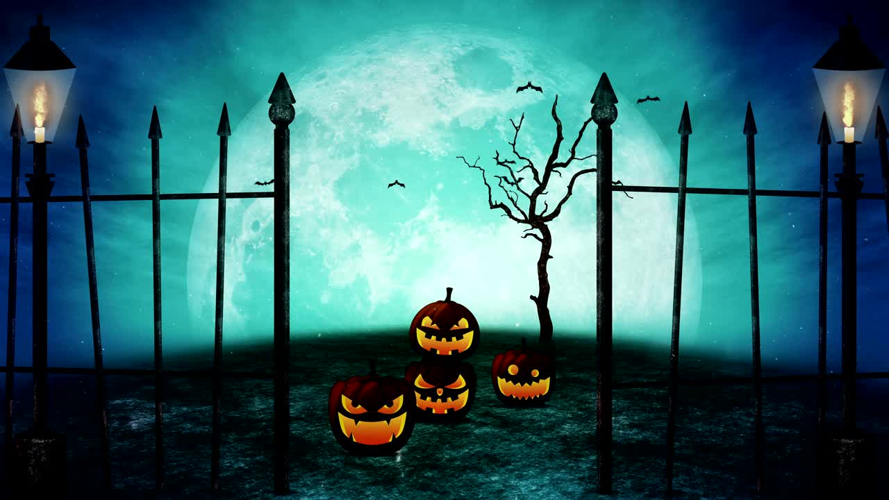 halloween cabeza de calabaza jack linterna, noche espeluznante, bucle