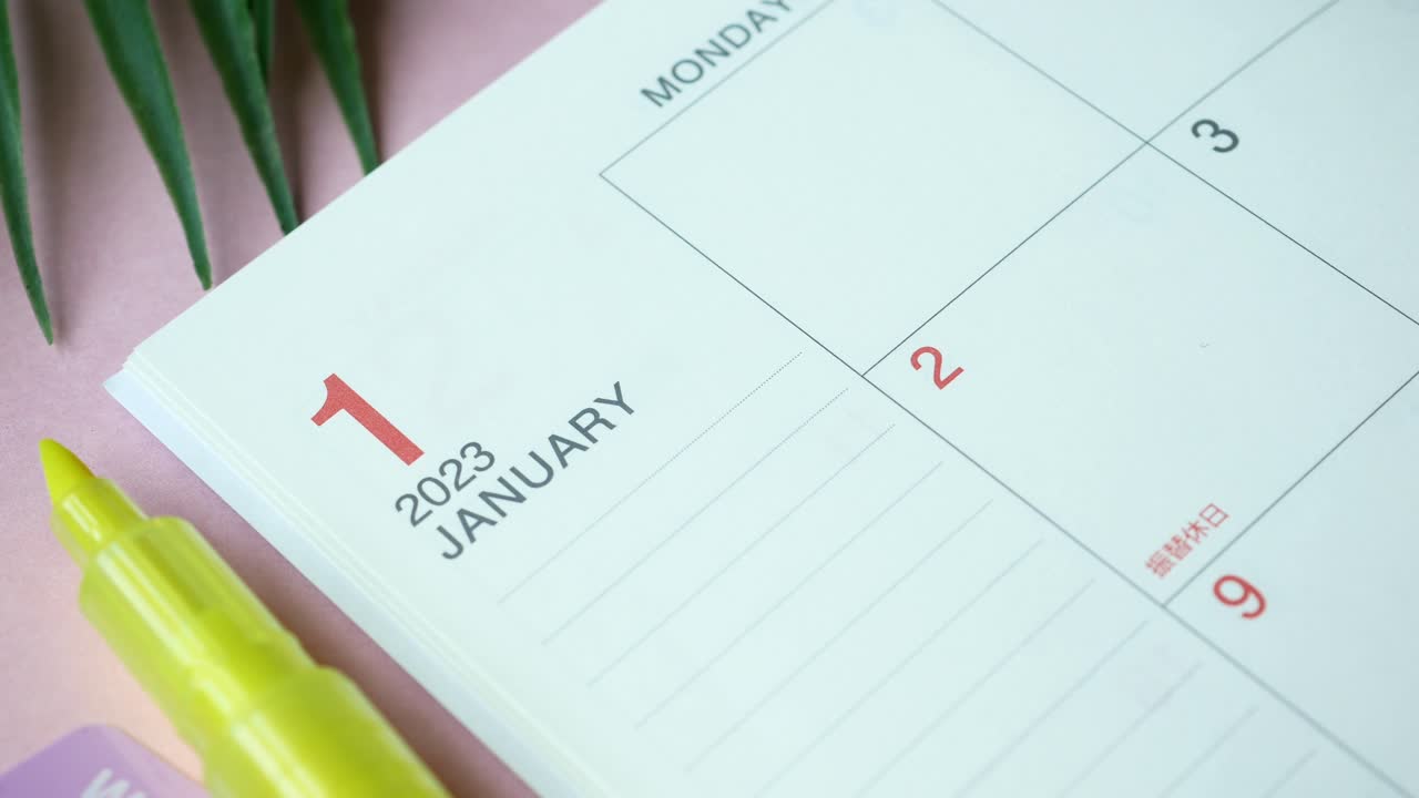 Turning calendar page with december and january month ,