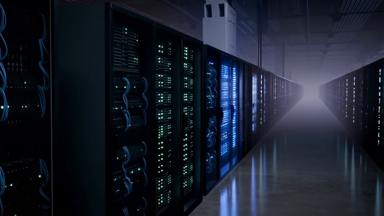 Rows of Servers and Racks in a Data Center