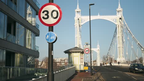 segregated pedal cycle and pedestrian route traffic sign and 30 maximum speed.