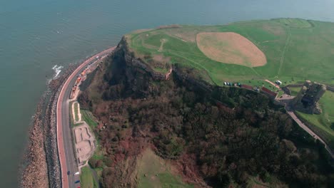 the landscape of scarborough castle, a former medieval royal fortress situated at scarborough, north yorkshire, england