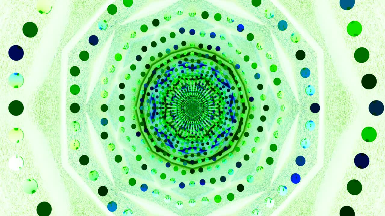 This mesmerizing tunnel video features a circular pattern that creates a dynamic visual experience. Bright blues and greens flow together in a hypnotic loop, ideal for screensaver use