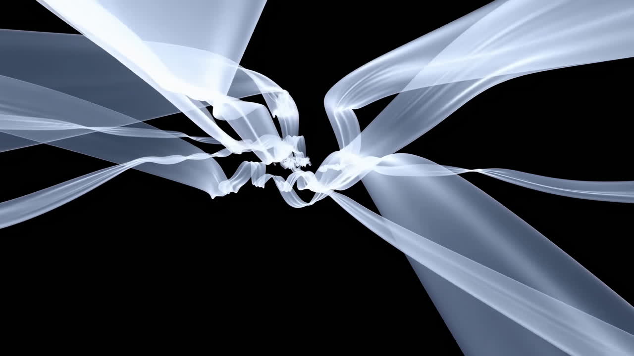 Abstract Flowing White Ribbons on a Black Background