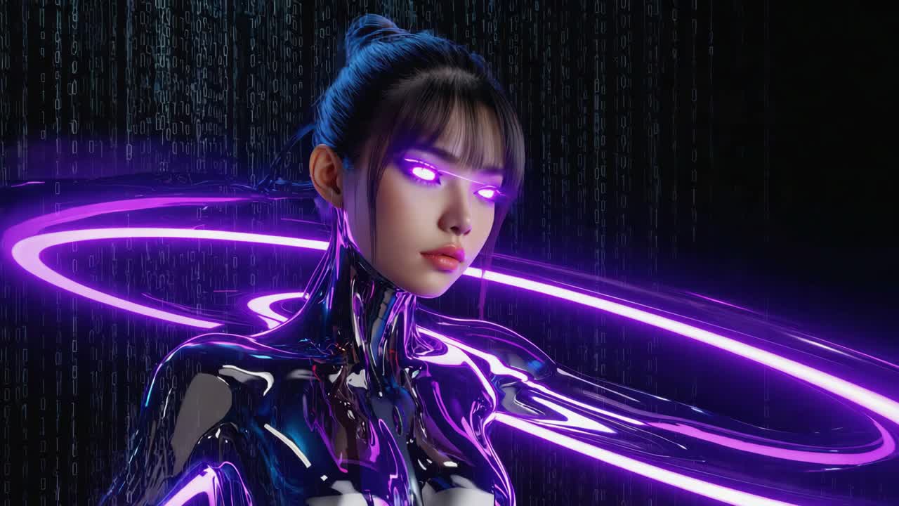 Futuristic Cyberpunk Woman with Neon Glow