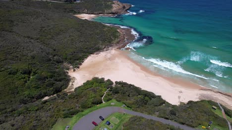 view from above of frazer beach in new south wales, australia - drone shot