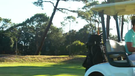 golfer driving in his golf buggy