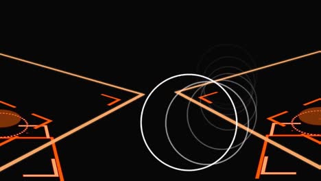 Animation-Des-Scannens-Von-Markierungen-Und-Zielfernrohren,-Pulsierende-Kreise-Auf-Schwarzem-Hintergrund