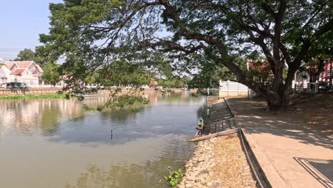 progression of a serene park scene with lake