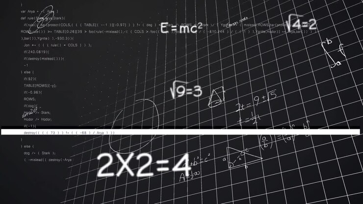 Animation of data processing over mathematical equations