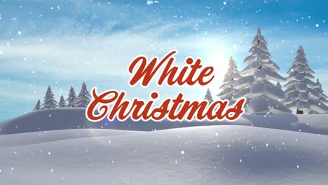 Animación-De-Nieve-Cayendo-Y-Texto-De-Navidad-Blanca-Sobre-Un-Paisaje-Invernal