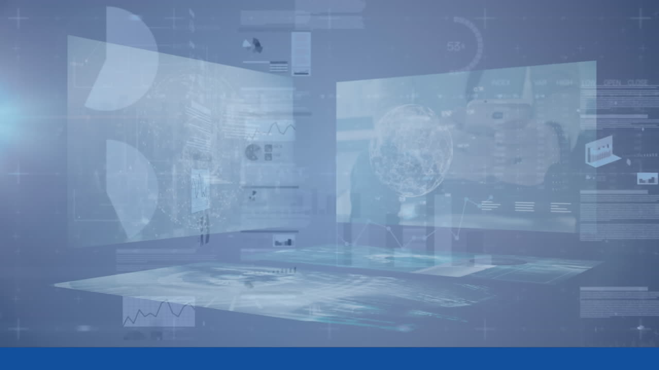 화면에서 금융 데이터 처리 및 통계 기록의 애니메이션