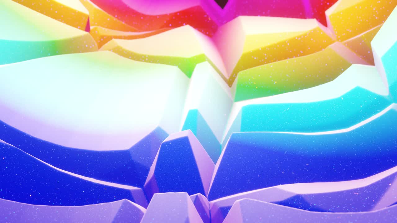 스트루드 또는 디스플레이스 파동으로 아름다운 추상적인 3d 표면은 루프로 변환됩니다. 무지개 그라디언트: 달함이나 마말라드와 같은 부드러운 매트 재료, 가운 내부 빛, 모핑 표면에서 반이는.