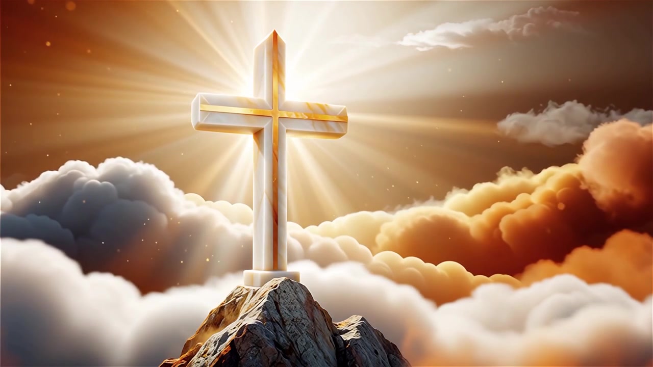 Christian Cross Heavenly Light Worship Background