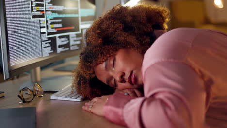 black woman sleeping, fatigue