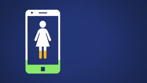 forma femenina en la pantalla del teléfono inteligente llenándose de colores 4k