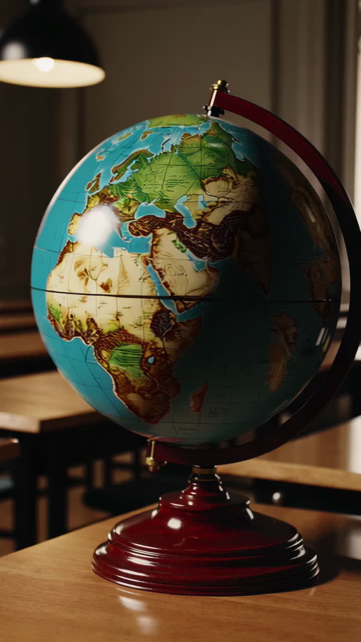 Vintage Globe on Classroom Desk