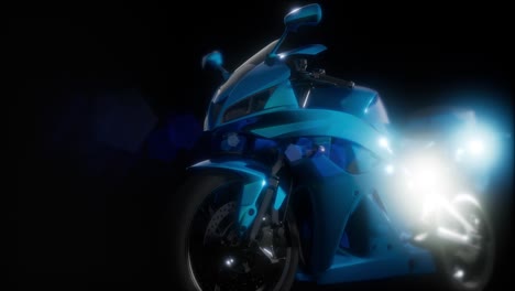 moto sport bike in dark studio with bright lights