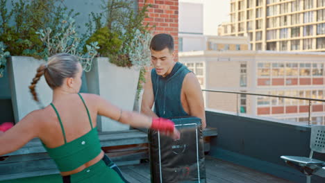 Man,-woman-or-kickboxing-fitness-training
